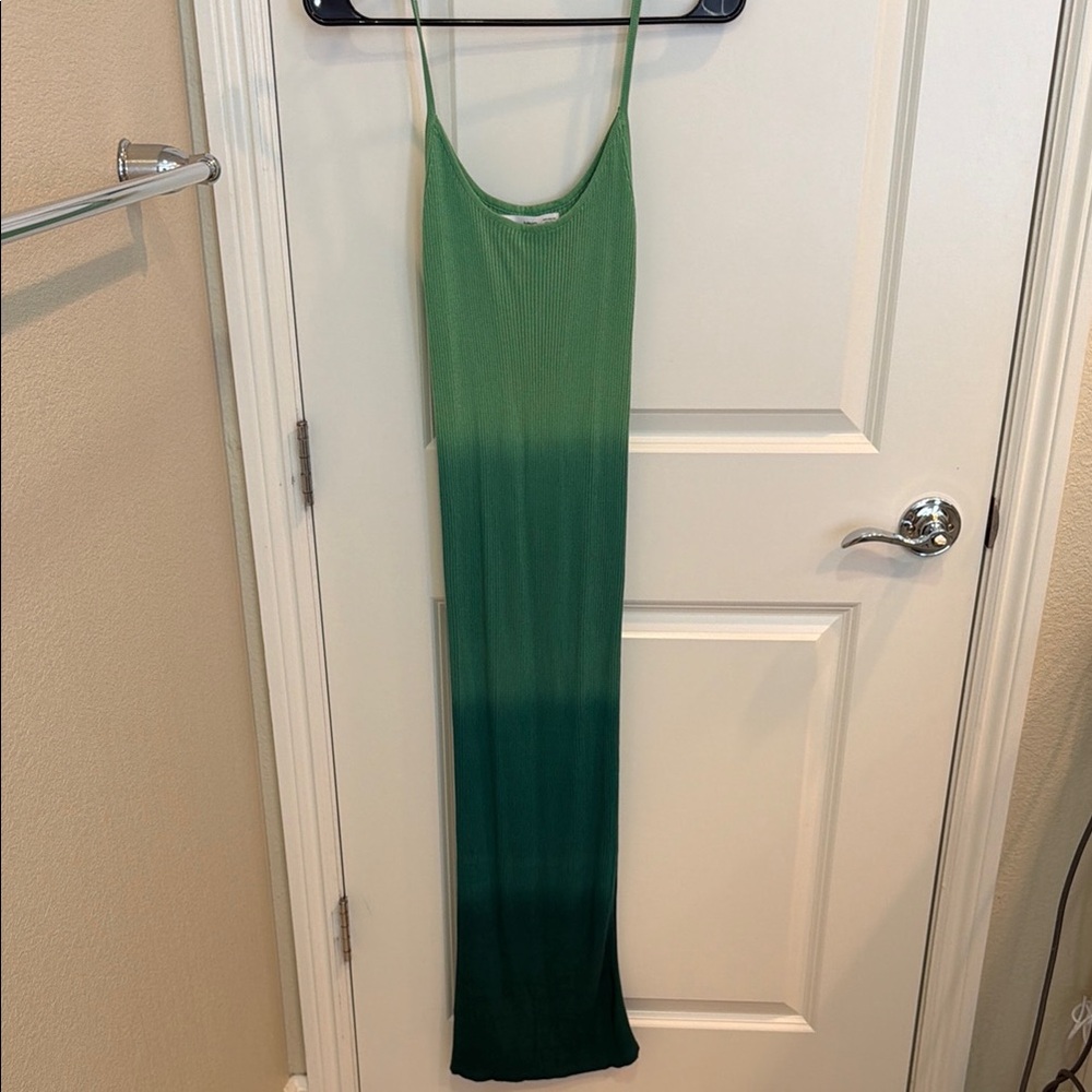Mango Light Green Ribbed Dress